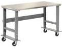Global Industrial Mobile Adjustable Height Workbench, Stainless Steel - Image 4