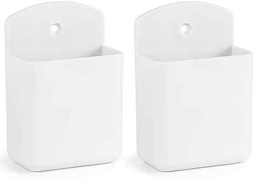 2 Pcs Remote Control Holder Wall Mount, TV Controller Holder, Self Adhesive Remote Holder, Wall Pen Holder Storage Accessories for Home Office School (White)