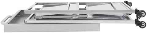 3 Tiers Folding Stainless Steel Utility Service Cart with Wheels-Heavy Duty 660LBS Outdoor Stainless Grill Cart, Kitchen Utility Carts and Service Trolley Carts for Transporting Restaurant Supplies