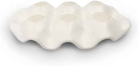 Ceramic 6 Cups Egg Tray,Half Dozen Porcelain Egg Holder Container Keeper Storage Organizer, Decorative Serving Stand Serveware for Refrigerator Fridge Countertop Display Kitchen (white)