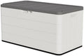 Outdoor Storage Box Waterproof, 100 Gallon Lockable Resin Deck Box Large, Patio Storage Bin for Pool Accessories Cushion Furniture, Garden Tools, UV-Resistant Outside Delivery Black&White