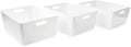 Isaac Jacobs 3-Pack XL White Storage Bin Set w/Cut-Out Handles, Plastic by IsaacJacobs