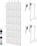 GORILLA GRIP Over the Door Shoe Organizer, 24 Large Pockets, White