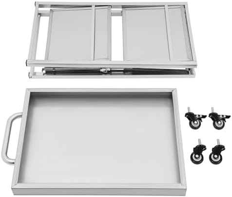 3 Tiers Folding Stainless Steel Utility Service Cart with Wheels-Heavy Duty 660LBS Outdoor Stainless Grill Cart, Kitchen Utility Carts and Service Trolley Carts for Transporting Restaurant Supplies