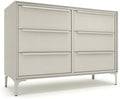 tinge Naima 6-Drawer Premium Fabric Dresser for Bedroom with Waterproof Fabric Exterior, Reinforced Metal Inner Frame (Beige/Off White)