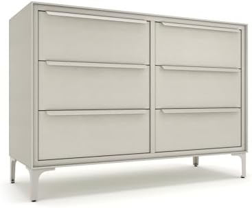 tinge Naima 6-Drawer Premium Fabric Dresser for Bedroom with Waterproof Fabric Exterior, Reinforced Metal Inner Frame (Beige/Off White)