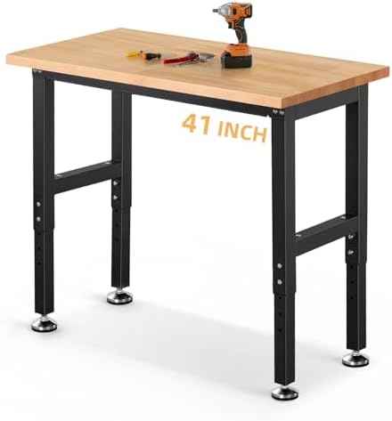 ENJOYWOOD Work Bench 41 Inch Workbench for Garage Adjustable Height