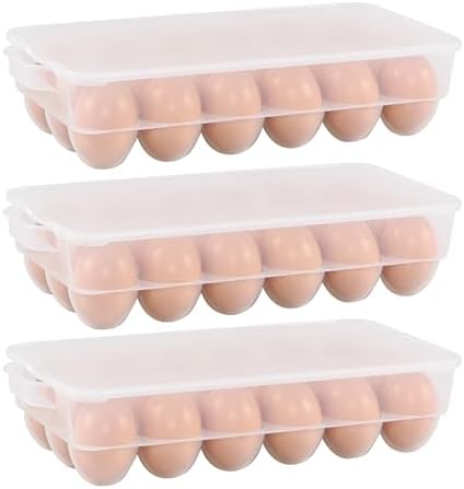 4-Pack Refrigerator Egg Storage Container, Clear Covered Egg Holder