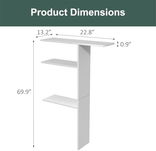 Vertical Storage Shed Shelf, Weatherproof Metal Shelf for 60 cuft Tool Cabinetwith Screw and Nuts Easy Assembly, Ideal for Outdoor Use, 45.6''L×13.2''W×69.9''H, White