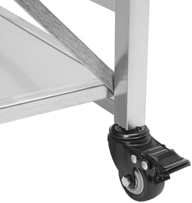 3 Tiers Folding Stainless Steel Utility Service Cart with Wheels-Heavy Duty 660LBS Outdoor Stainless Grill Cart, Kitchen Utility Carts and Service Trolley Carts for Transporting Restaurant Supplies