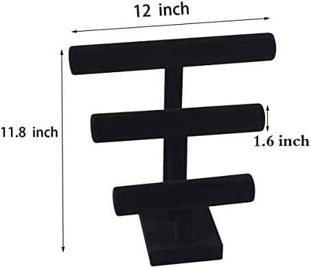 ByKen T Bar Bracelet Display Stand,Necklace Organizer Holder (Black)
