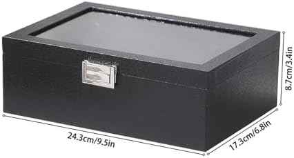 Bracelet Display Holder with Rods for Bangles Watches, Jewelry Organizer Box Storage Case with Clear Lid (Black)