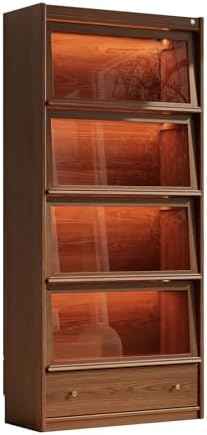 AQIMUELE Solid Wood Bookcase - 5-Tier Book case with 3 Color LED