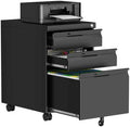 3 Drawer Mobile File Cabinet with Lock, Metal Small Filing Cabinets for Home Office Organizer,Rolling Filing Cabinets Under Desk Storage for Letter/Legal/A4,Assembly Required,Black