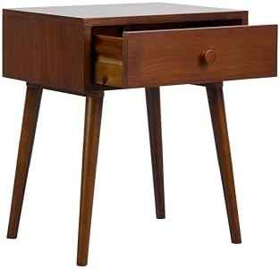 NTC Lux Solid Wood Nightstand with Drawer, Mid Century Modern Side