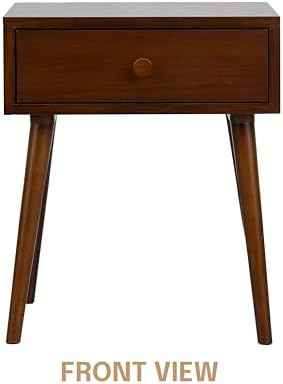 NTC Lux Solid Wood Nightstand with Drawer, Mid Century Modern Side