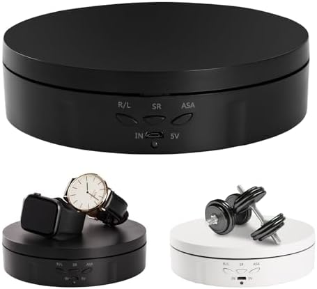 22 lbs Motorized Rotating Display Stand for Jewelry, 360 Degree, Automatic Mute Rotating Display Stand, Electronic Turntable with USB Charging Port for Display, Photography Products, Cupcakes, Toys