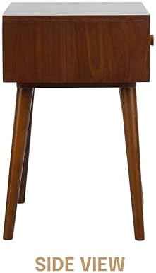 NTC Lux Solid Wood Nightstand with Drawer, Mid Century Modern Side