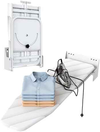 Nisorpa Wall Mounted Ironing Board 37.9" x 11.8", Compact Foldable Iron Board 180° Swivel, Space Saving Wall Ironing Board with Heat Resistant Cover for Laundry Room, Cloakroom, Apartment