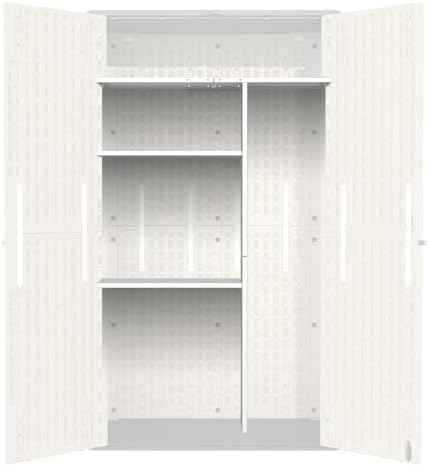 Vertical Storage Shed Shelf, Weatherproof Metal Shelf for 60 cuft Tool Cabinetwith Screw and Nuts Easy Assembly, Ideal for Outdoor Use, 45.6''L×13.2''W×69.9''H, White
