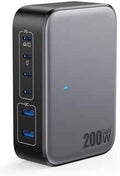 USB C Charger 200W USB Charging Block,6 Ports GaN IV Foldable Wall Charger Outlet Plug,QC4.0 Fast Charging Station Hub,PD 65W Laptop Adapter for MacBook Pro/Air,Dell,iPhone 16/15,Galaxy,Steam Deck