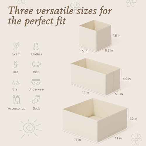 Criusia Drawer Organizer 18-Piece Set, Dresser Organizer for Baby Clothes, Foldable Closet Storage & Drawer Dividers for Underwear, Socks, Nursery (Beige)