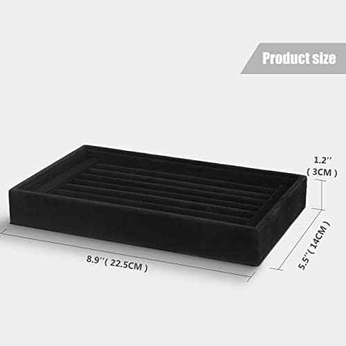 Valyria Velvet 7 Slots Ring Earrings Trays Showcase Display Jewelry Organizer VA003 (Black)