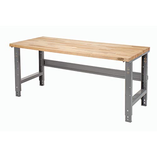 Global Industrial Adjustable Height Workbench, Maple Butcher Block Square Edge - Image 6