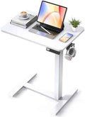 24"x 16" Electric Overbed Table, Rolling Laptop Desk for Bed, White