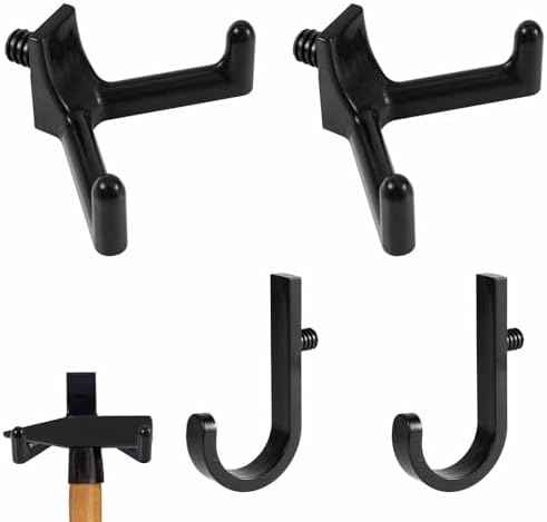 4pcs Tool Hooks for Suncast Shed, Single-Head J Hook and Double-Head Hook Set Premium Storage Sheds Tool Hangers Organization Accessories for Hanging Shovels Rakes Scissors Tools (Black)