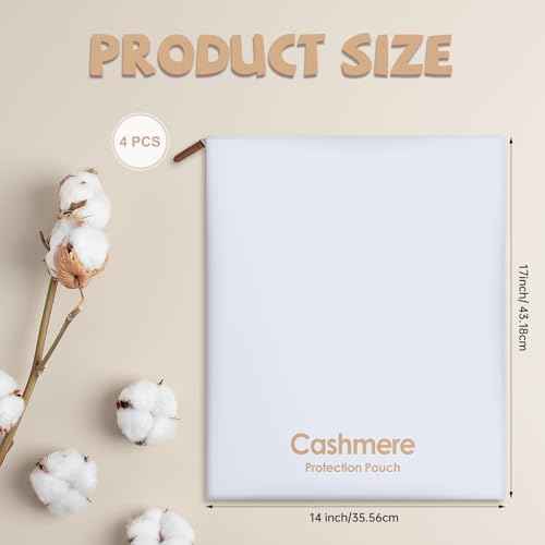 4 Pack Cashmere Sweater Storage Bags, Large Breathable Washable Pure