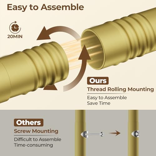 HYSEYY Double Rods Clothes Rack, Sturdy Rolling Clothing Rack, Portable Clothing Racks for Hanging Clothes - Metal Garment Rack Wardrobe Coat Rack for Bedroom Laundry Living Room, Gold