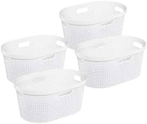 4 Packs 40 L Plastic Laundry Baskets with Handles, Hamper Basket