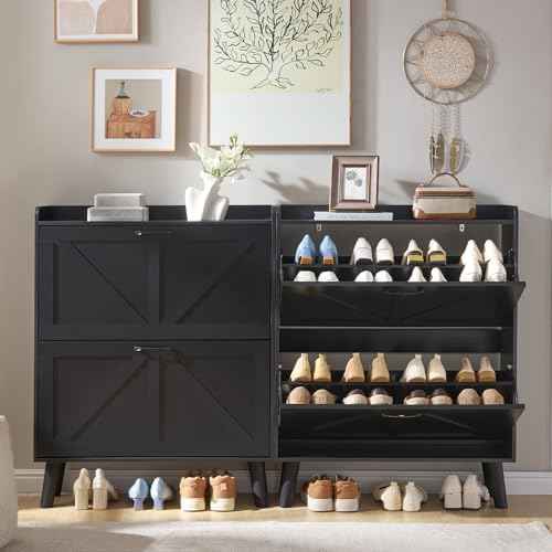 LEYAOYAO Shoe Cabinet Storage for Entryway with 2 Flip Drawers