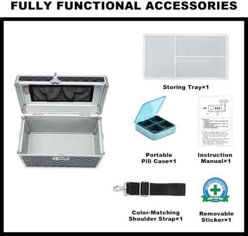 Storage Lock Box with Combination Lock, Lockable Medicine Storage Box, Empty First Aid Box, Security Lock Box, Multipurpose Locking Box for Home and Outdoor Use (Black, Large)