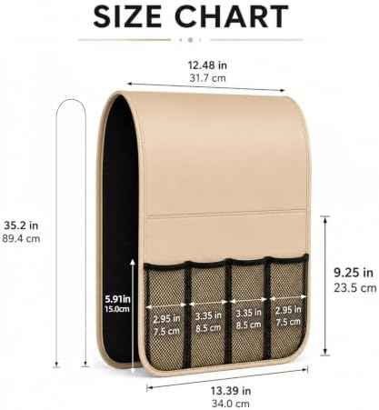 Armchair Caddy for Couch Remote Control Holder Recliner Armrest Organizer Non Slip Sofa Arm Chair Caddie with 6 Pocket Storage for Magazine, Tablet, Phone, iPad, Chocolate Leather white