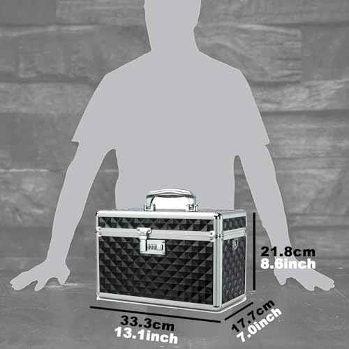 Storage Lock Box with Combination Lock, Lockable Medicine Storage Box, Empty First Aid Box, Security Lock Box, Multipurpose Locking Box for Home and Outdoor Use (Black, Large)