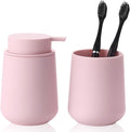 Matte Pink Bathroom Accessories 2 Piece Set Plastic Soap Dispenser and by KellyHome