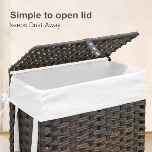 88L Slim Laundry Hamper with Wheels, 23.3 Gallon Rolling Laundry