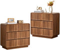 Fluted 3 Drawer Dresser, Walnut, 31.5" Wide, Mid Century Modern