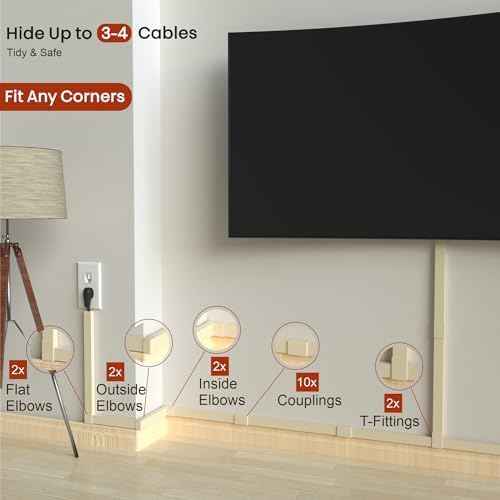 Beige Cord Cover Wire Hiders - 157in Cord Hider Wall Mounted TV, Cable