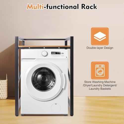 Washer Dryer Stacking Rack Stand, Heavy Duty Washing Machine Shelf, Black