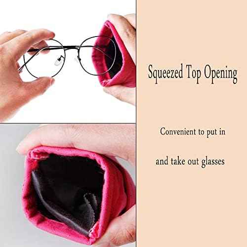 Double Glasses Cases Soft Eyeglass Case For Women Men Squeeze Top Sunglasses Case Travel Glass Pouch With Clean Cloth