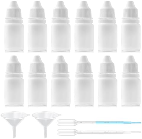 12PCS 3ML White Plastic Empty Squeezable Dropper Bottles Portable Eye