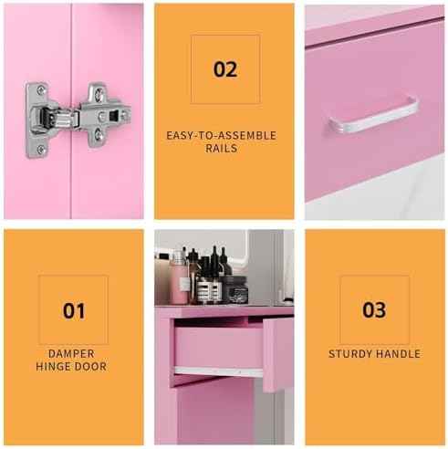 4ever2buy Pink Salon Stations for Hair Stylist, Wall Mount Barber Station