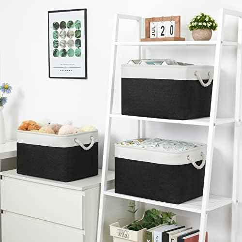 Bidtakay Black Storage Baskets for Shelves [3-pack] Collapsible