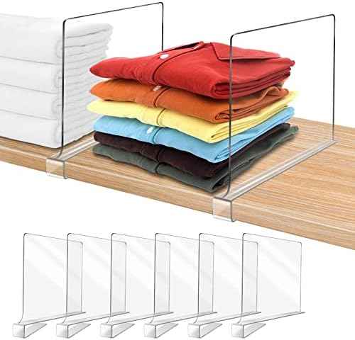 Acrylic Shelf Dividers for Closet Organization 6PCS Closet Shelf Divider Closet Dividers for Shelves Shelf Organizer for Closet Shelf Organizer For Wood Closet Separator Clear
