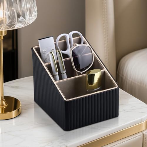 KINGFOM 3 Slot PU Leather Remote Controller Holder, Home Sundries