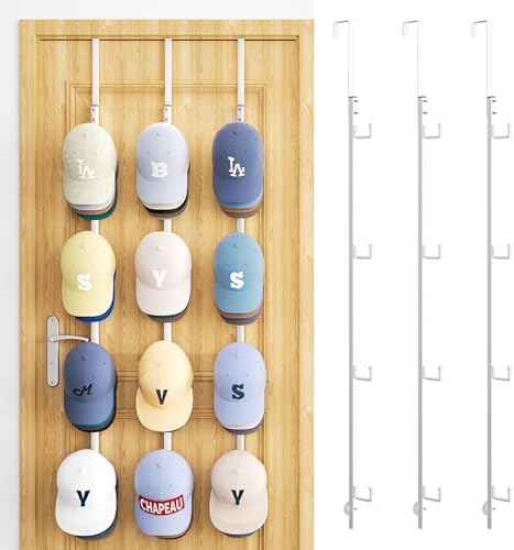 SWTYMIKI Over Door Hat Organizer - 3 Packs Metal Hanging Hat Rack with