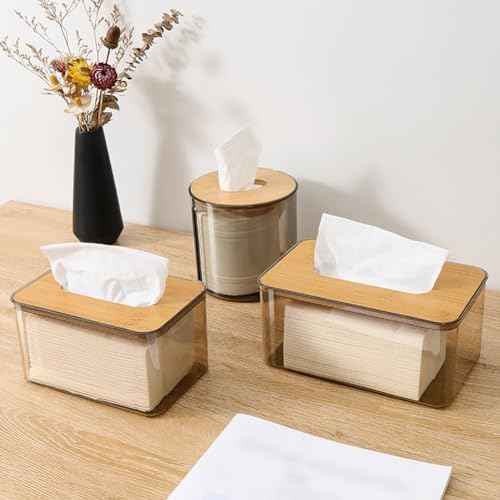 GSHLLO Clear Acrylic Tissue Box Dryer Sheet Dispenser Rectangle Tissue Holder Cover Countertop Napkin Organizer Bathroom Facial Napkin Case for Office Room